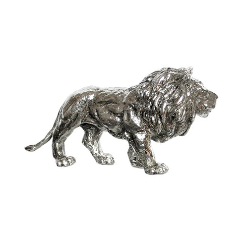 Art Nouveau-Style Leone Sculpture - Lion - 17 cm x 8.5 cm - Handcrafted in Italy - Pewter/Britannia Metal