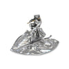 Art Nouveau-Style Rana Sculpture - Frog with Flute - 13 cm x 9.5 cm - Handcrafted in Italy - Pewter/Britannia Metal