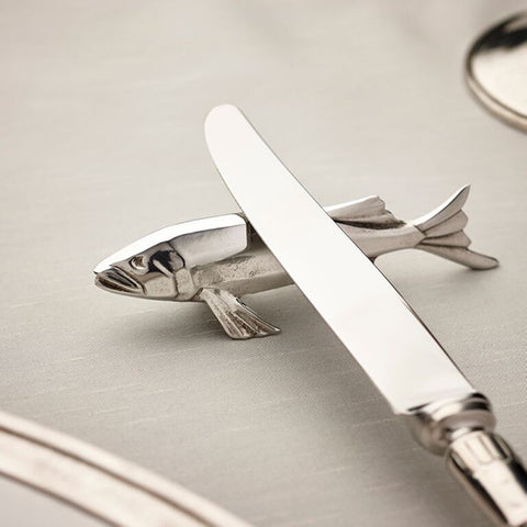 Art Nouveau-Style Pesce Fish Knife Rest - 9.5 cm Length - Handcrafted in Italy - Pewter