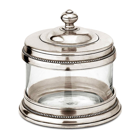 Toscana Vanity Storage Canister - 0.5 L - Handcrafted in Italy - Pewter & Glass