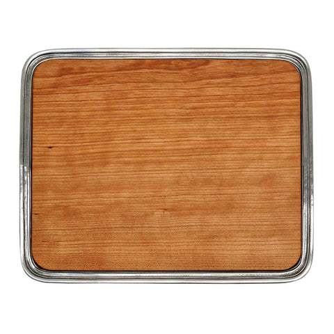 Umbria Rectangular Bar Tray with chopping board - 24 cm x 19.5 cm - Handcrafted in Italy - Pewter & Wood